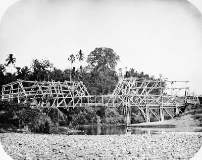 Pont suspendu en bambou, Java vers 1870s - European Photographer